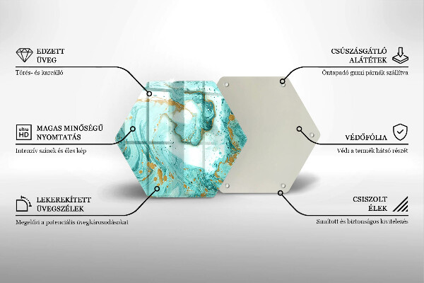 Chopping board glass Blue abstraction