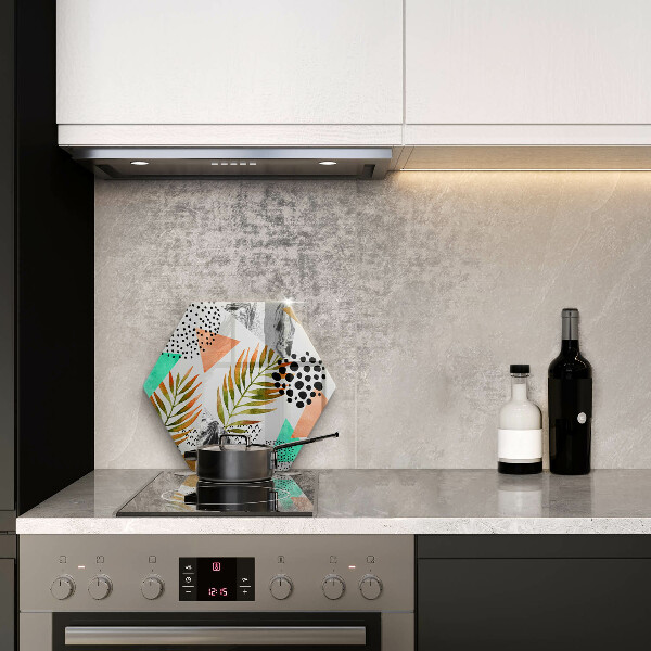 Chopping board glass Boho leaves pattern