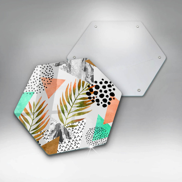 Chopping board glass Boho leaves pattern
