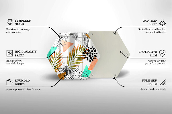 Chopping board glass Boho leaves pattern