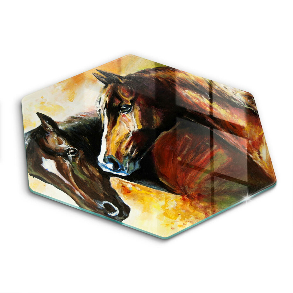 Chopping board glass Animals horses