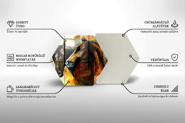 Chopping board glass Animals horses