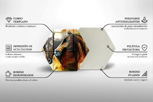 Chopping board glass Animals horses