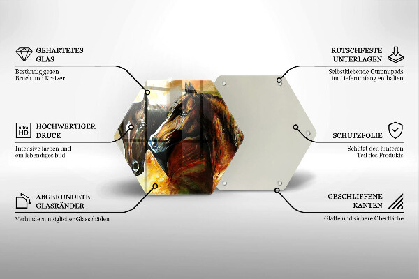 Chopping board glass Animals horses