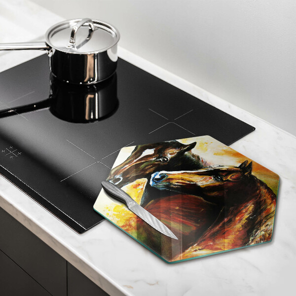 Chopping board glass Animals horses