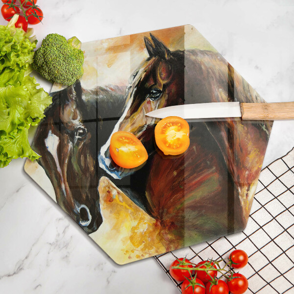 Chopping board glass Animals horses