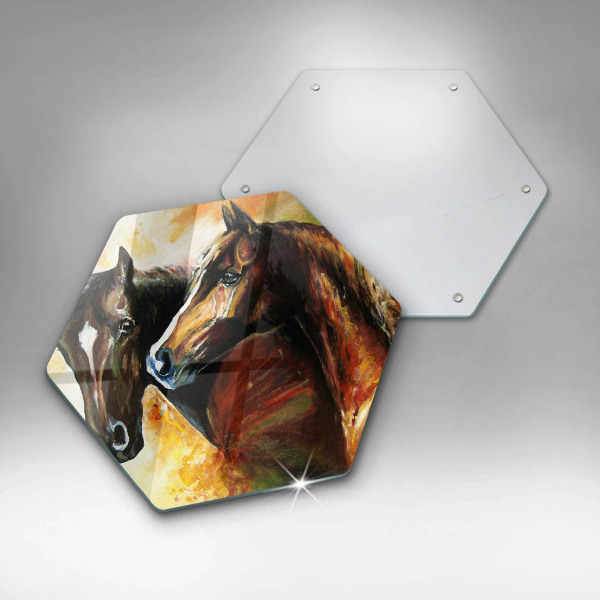 Chopping board glass Animals horses