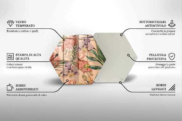 Chopping board glass Flaminga illustration