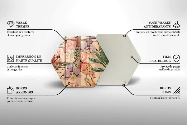 Chopping board glass Flaminga illustration