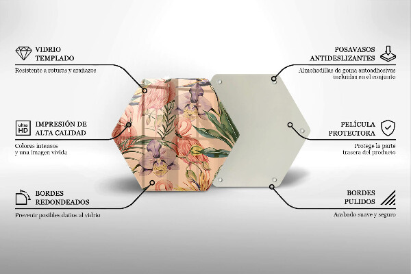 Chopping board glass Flaminga illustration