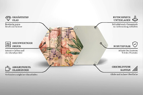 Chopping board glass Flaminga illustration