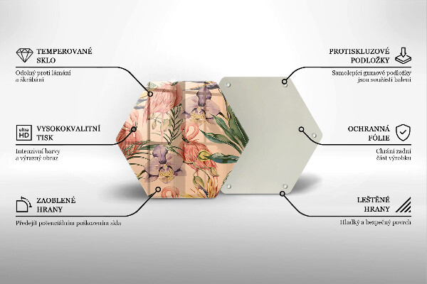 Chopping board glass Flaminga illustration