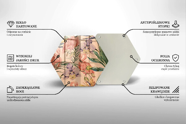 Chopping board glass Flaminga illustration