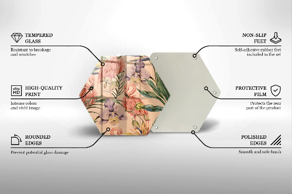 Chopping board glass Flaminga illustration