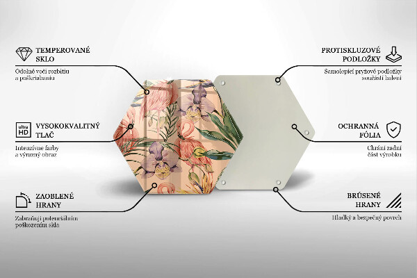 Chopping board glass Flaminga illustration