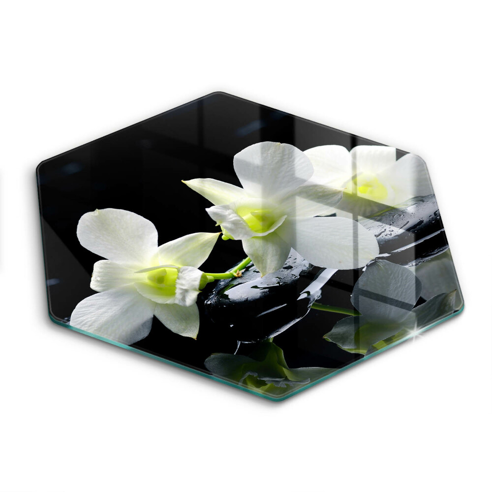 Cutting board Zen white flowers in water