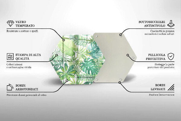 Kitchen worktop protector Boho watercolors leaves