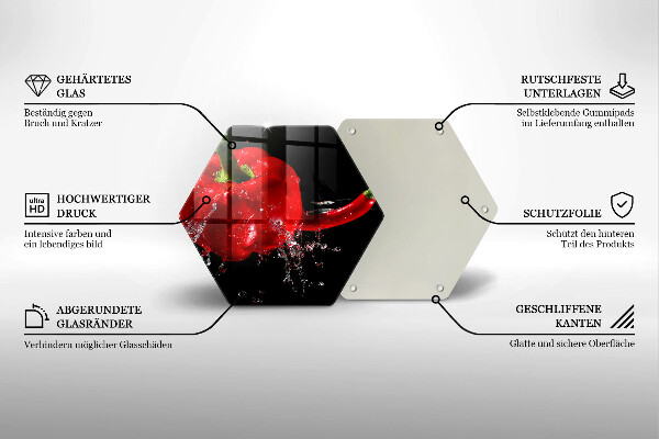 Cutting board Red peppers in water