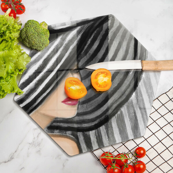 Kitchen worktop protector A woman in a hat