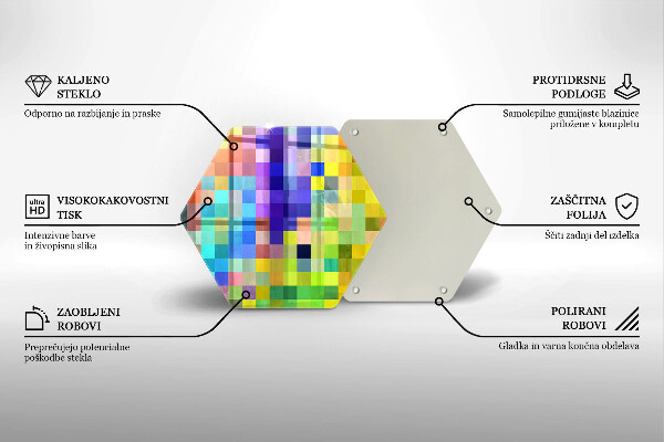 Kitchen worktop protector Colorful squares pixels