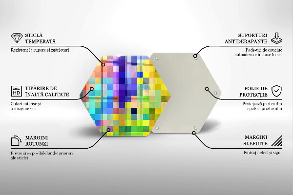 Kitchen worktop protector Colorful squares pixels