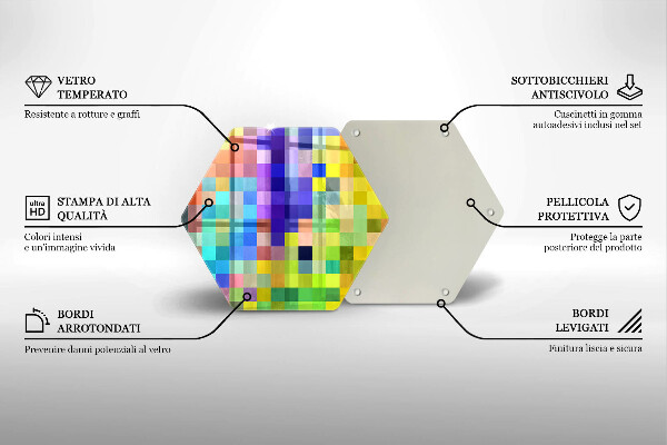 Kitchen worktop protector Colorful squares pixels