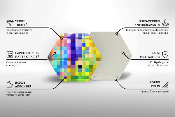 Kitchen worktop protector Colorful squares pixels