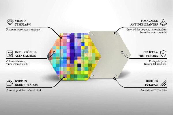 Kitchen worktop protector Colorful squares pixels