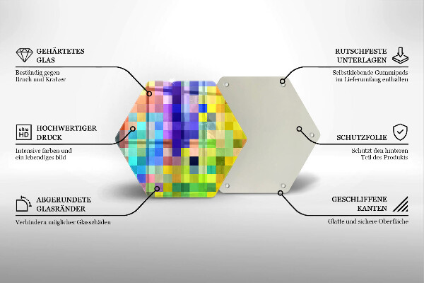 Kitchen worktop protector Colorful squares pixels