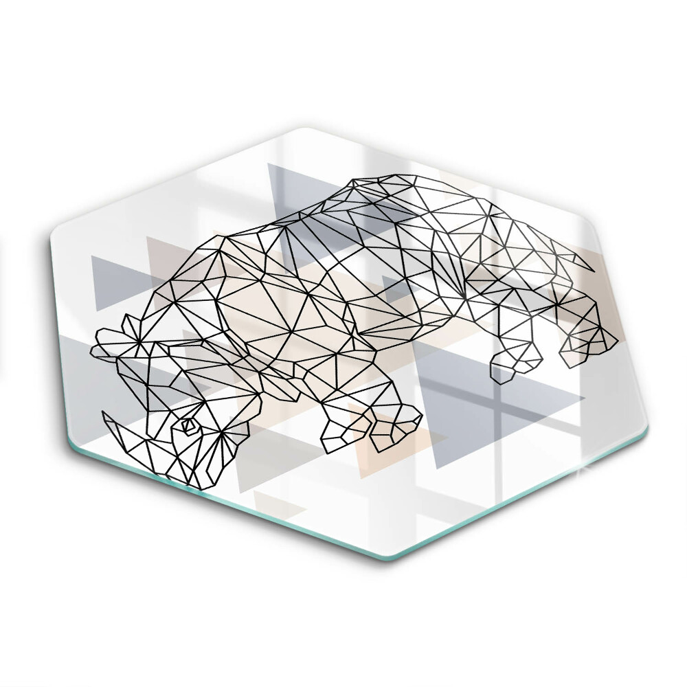 Glass chopping board Line-art rhino