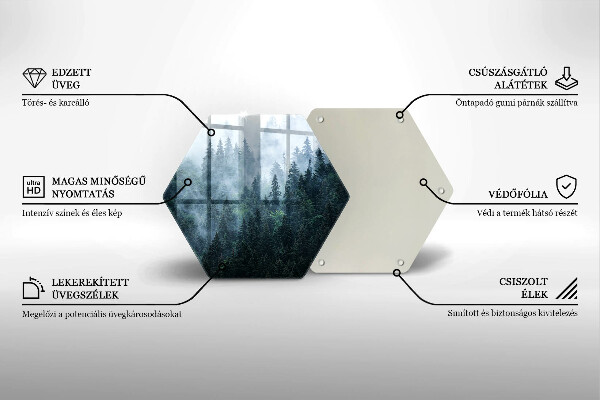 Chopping board glass Forest of trees and fog