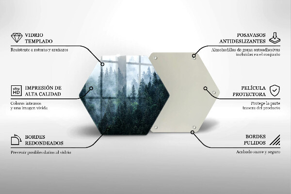 Chopping board glass Forest of trees and fog