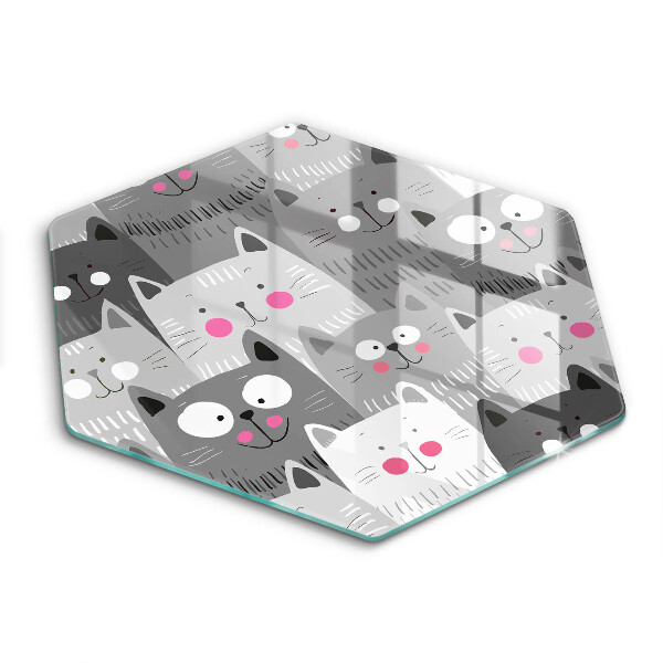 Chopping board glass Illustration of cats