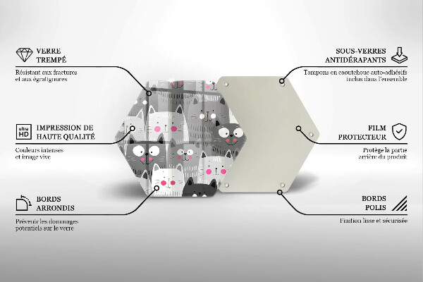 Chopping board glass Illustration of cats