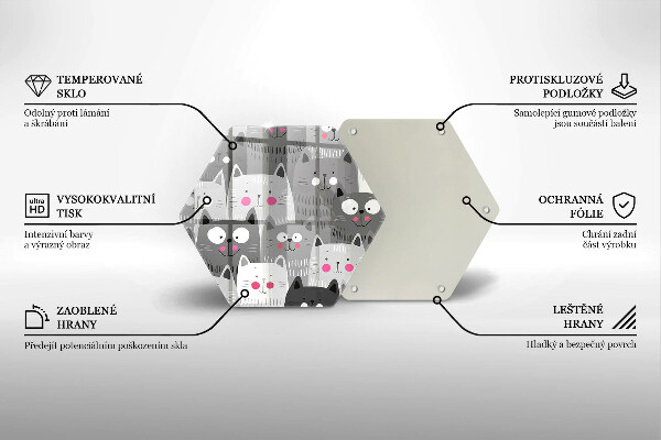 Chopping board glass Illustration of cats