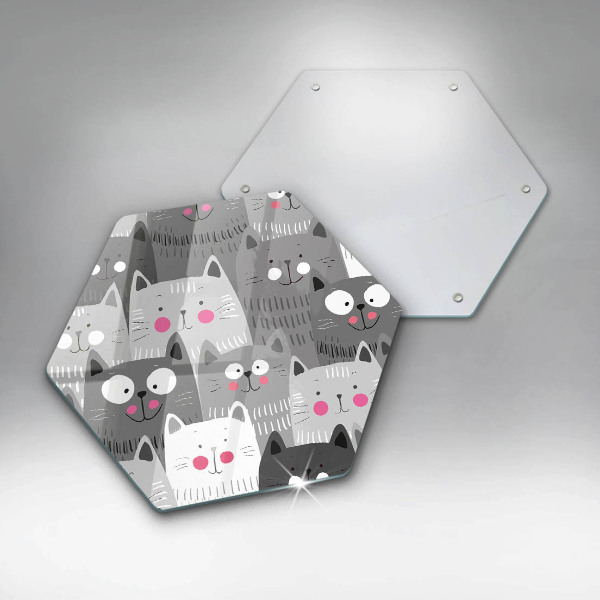 Chopping board glass Illustration of cats