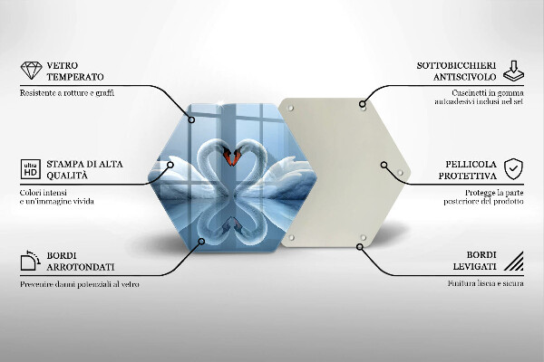 Chopping board Two swans heart