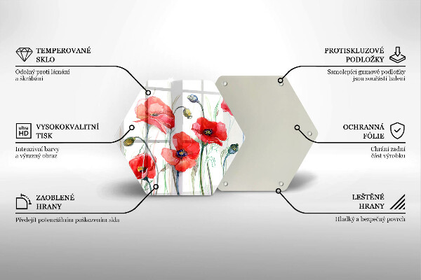 Chopping board Red flowers