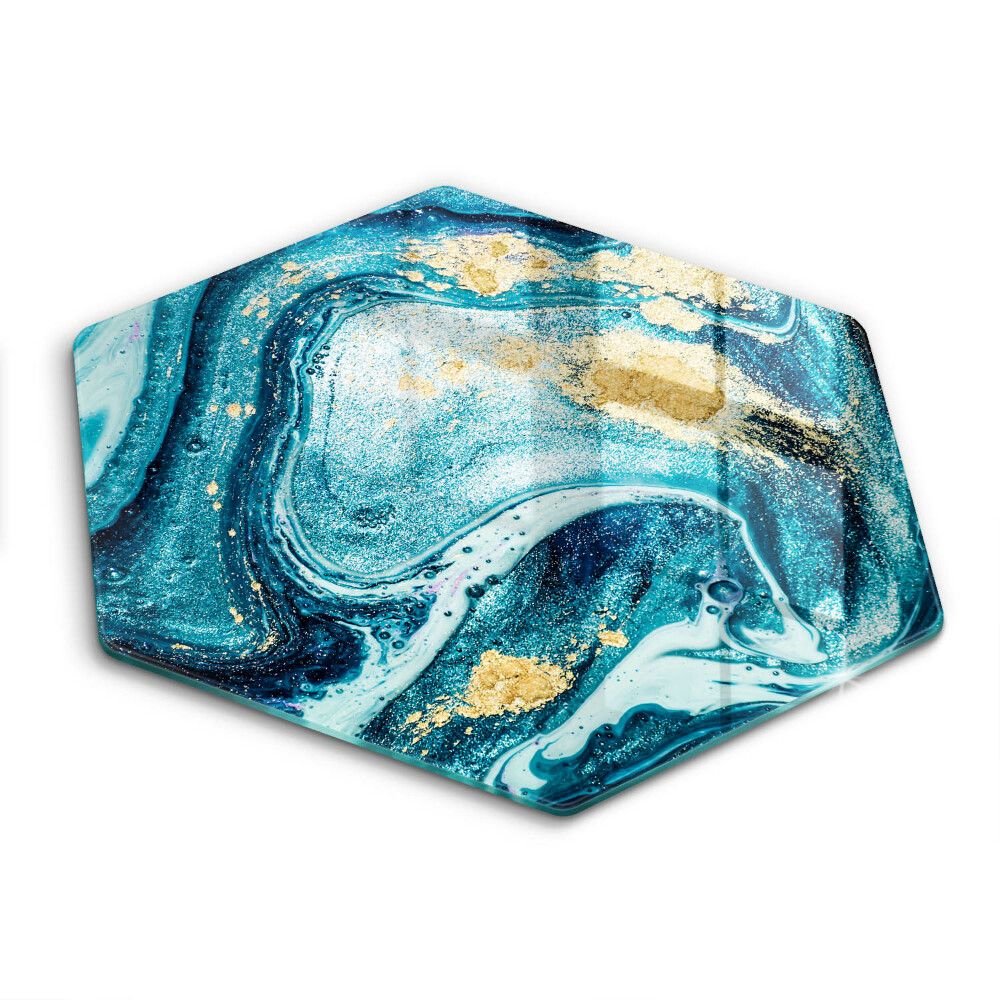 Chopping board glass Blue abstraction gold