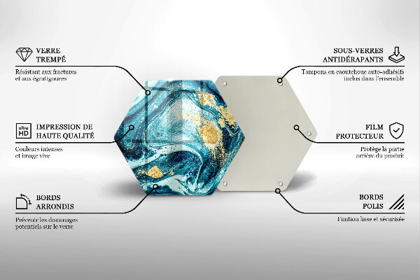 Chopping board glass Blue abstraction gold