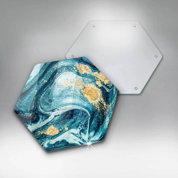 Chopping board glass Blue abstraction gold
