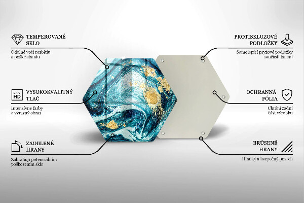 Chopping board glass Blue abstraction gold