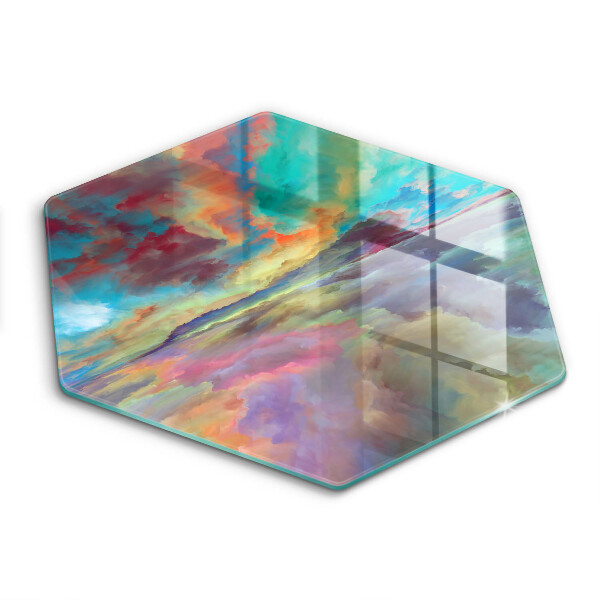 Chopping board glass Colorful sky