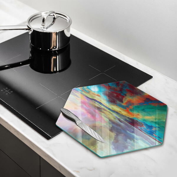 Chopping board glass Colorful sky