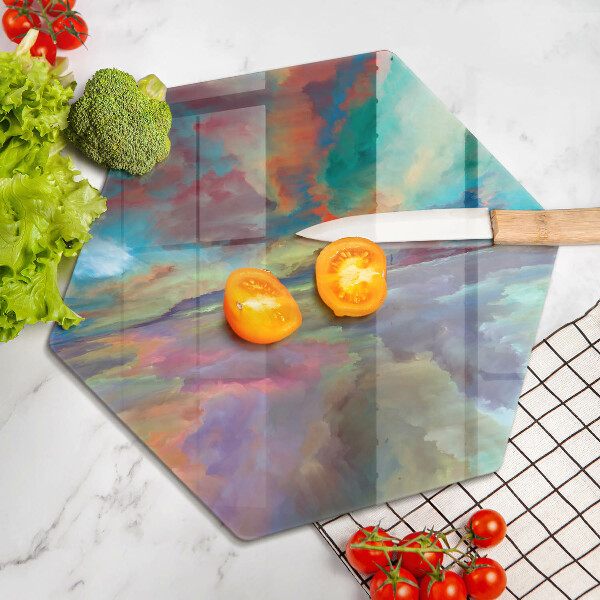 Chopping board glass Colorful sky