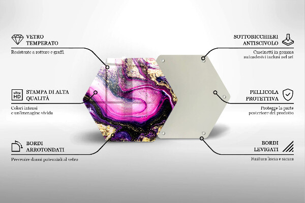 Chopping board glass Abstraction design gold