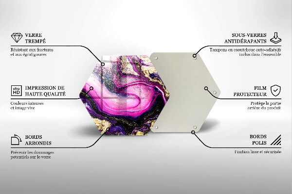 Chopping board glass Abstraction design gold