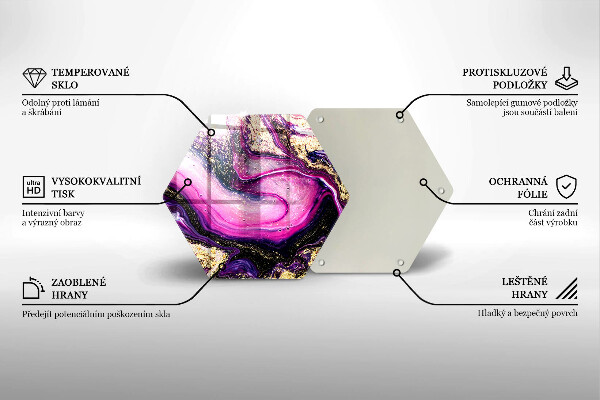 Chopping board glass Abstraction design gold