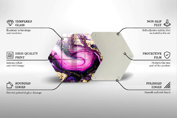 Chopping board glass Abstraction design gold