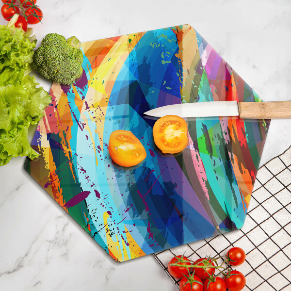 Glass chopping board Colorful paint stains